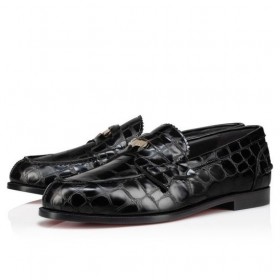 Christian Louboutin Centavo De Sapatos De Jacaré Em Relevo Couro De Bezerro Preto