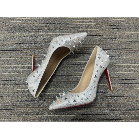 Christian Louboutin Pigalle Spikes Bombas de 100mm Strass Prata