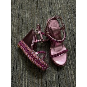 Christian Louboutin Pyraclou 110 mm Cunhas Iridescente de Couro cor-de-Rosa Roxo