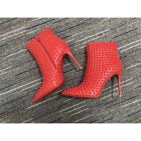 Christian Louboutin Snakilta Cravado no Tornozelo Botas de 100mm de Couro de Bezerro Vermelho