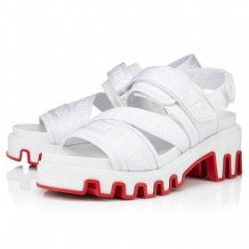 Christian Louboutin Verão Dunas de 35 Mm Sandálias de Couro Nappa Neopren E Fita Bianco CL Sapatos