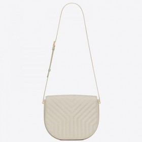 Saint Laurent Joan Sacola Branca Y Acolchoado De Couro