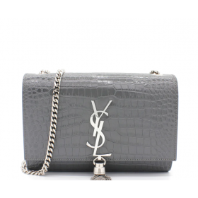Saint Laurent Médio Kate Saco De Borla Tempestade Croc-Couro Em Alto Relevo Saint Laurent Sacos