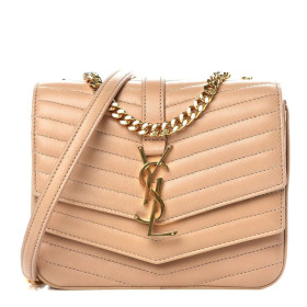 Saint Laurent Pequeno Sulpice Bolsa Bege De Matelassê De Couro Saint Laurent Sacos