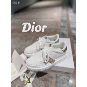 Dior-ID Sapatilha Branca Bezerro de Ouro-Tom Laminado