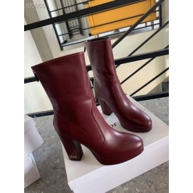 Dior Borgonha Ankle Boot De Pelica Dior Logotipo