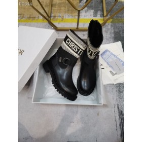 Dior Principal D A Ankle Boot De Tecido Bege Preto De Bezerro