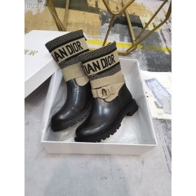 Dior Principal D A Ankle Boot De Tecido Bege Preto De Bezerro