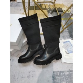 Dior D-Grandes Mulheres Ankle Boot De Tecido Preto De Bezerro