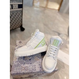Dior Mulheres Tênis Branco Verde Alta Superior Da Panturrilha