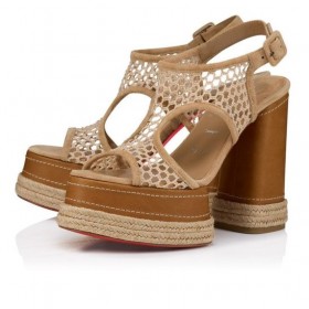 Christian Louboutin Almeja 130 Mm Alpargata De Malha E Trançados De Couro De Bezerro Lionne