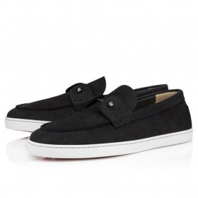 Christian Louboutin Chambeliboat Sapatos de Barco Invertido Couro Nobuck Preto CL Sapatos
