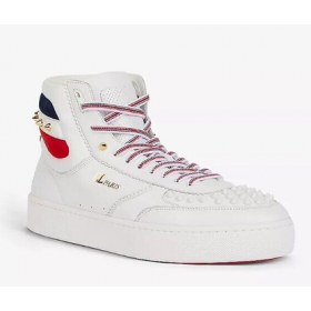 Christian Louboutin Topo Rui Picos de Alta-top Tênis em Couro Branco