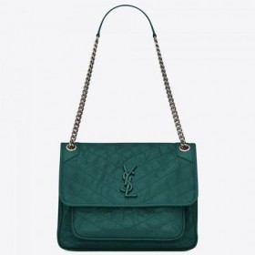 Saint Laurent Médio Niki Saco Azul-Turquesa Vintage De Couro Saint Laurent Sacos