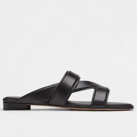 Bottega Veneta Banda De Diapositivos A Preto Em Pele De Cordeiro Bottega Veneta Slides