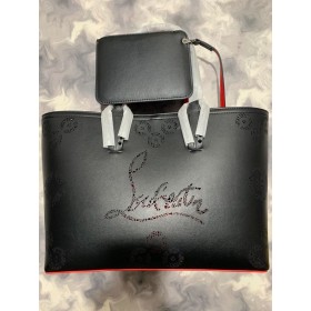 Christian Louboutin Cabata Couro Tote Bag Preto CL Sacos