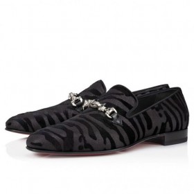 Christian Louboutin Equiswing Sapatos Quagga De Veludo Preto Sapatos Christian Louboutin