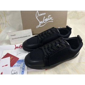 Christian Louboutin Divertido Rantulow Tênis De Couro De Bezerro E De Malha Preto
