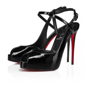Christian Louboutin Jenlove Alta Bombas de 120mm Patente Vog de Couro Preto