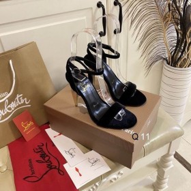 Christian Louboutin Lipqueen Sandálias de 100mm de Veludo Preto Sapatos Christian Louboutin