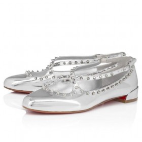 Christian Louboutin Pilouta Jane Picos De Bailarinas De Couro Specchio Prata