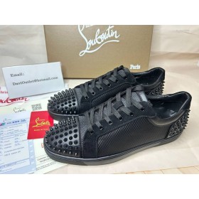 Christian Louboutin Seavaste 2 Tênis De Couro De Bezerro Preto Sapatos Christian Louboutin