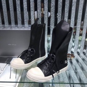 Rick Owens Ramones Superior Alto, Botas De Couro Preto Rick Owens Sapatos