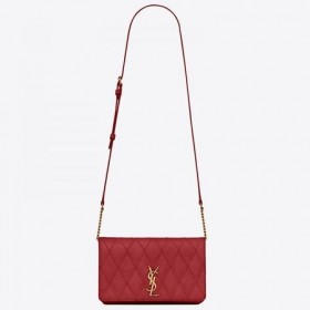 Saint Laurent Angie Cadeia Bag Duplo Diamante Vermelho Em Pele De Cordeiro Saint Laurent Sacos