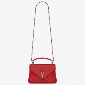 Saint Laurent Médio Do Colégio Saco Vermelho De Couro De Pele De Cabra Saint Laurent Sacos