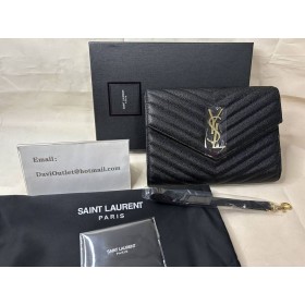 Saint Laurent Monograma Clutch Preta De Couro Grained Saint Laurent Sacos