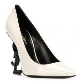 Saint Laurent Opyum 110mm Bombas Branco de Couro de Patente Saint Laurent Sapatos