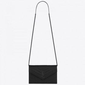 Saint Laurent COM Envelope Cadeia de Carteira All Black Saint Laurent Sacos