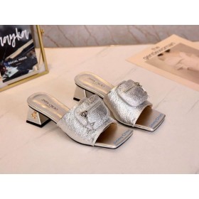 Jimmy Choo 45mm Slides de Couro de Bezerro Zíper do Saco de Prata