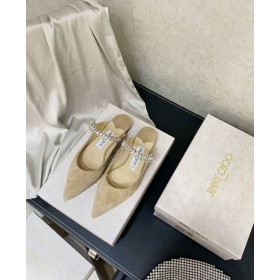 Jimmy Choo Bing Camurça Plana De Cristal Pulseira De Caqui