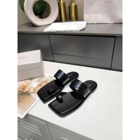 Jimmy Choo Slides De Couro De Bezerro Preto