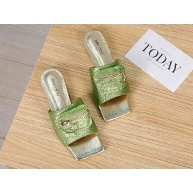 Jimmy Choo Slides De Couro De Bezerro Zíper Do Saco Verde