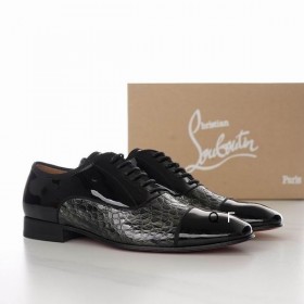 Christian Louboutin Greggo Oxfords Crocodilo Em Relevo Couro Preto Cinza