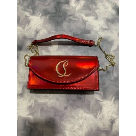 Christian Louboutin Loubi54 Patente de Couro de Saco de Embreagem Vermelho CL Sacos