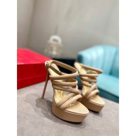 Christian Louboutin Mulheres Pulseira de Tornozelo Sandálias de 150mm de Couro Nappa Nu CL Sapatos