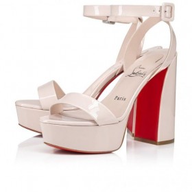 Christian Louboutin Movida Sabina 130 Mm SandÃ¡lias De Patente De Couro De Bezerro De Leche Sapatos Christian Louboutin