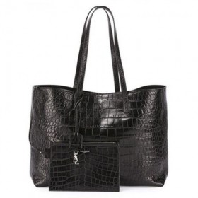 Saint Laurent De Crocodilo Preto Em Relevo De Compras, Sacola De Saint Laurent Sacos