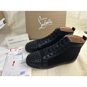 Christian Louboutin Alta-top Lou Picos Orlato Televisão Preto/preto Arma de Bezerro