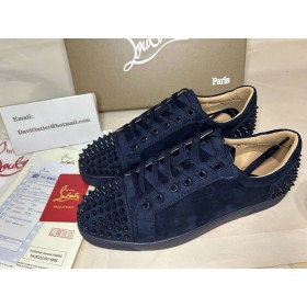 Christian Louboutin Baixo-superior Seavaste 2 Orla Marítima/marinha Tapete de Couro da Camurça de Tênis