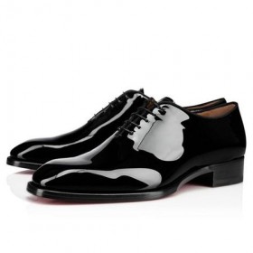Christian Louboutin Oxford Corteo Preto De Couro Envernizado