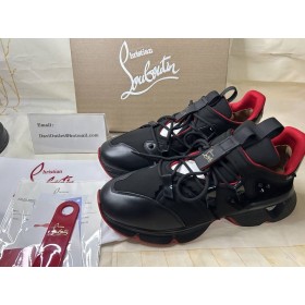 Christian Louboutin Vermelho Corredor De Bezerro Preto Sapatilha