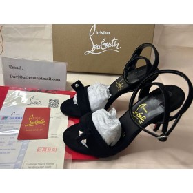 Christian Louboutin Sandália de 100 mm Preto/lin Camurça Preto de Bezerro