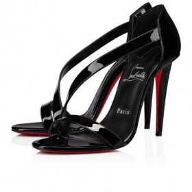 Christian Louboutin Sandália Astridal 100 mm Preto/lin Patente Preto