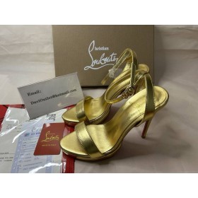 Christian Louboutin Sandália Loubi Rainha de 120 mm Bouton D'Or/lin Bouton D Ou de Couro
