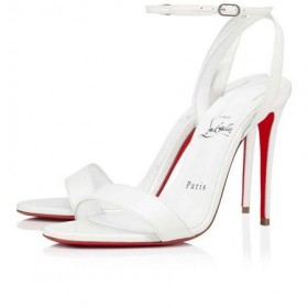 Christian Louboutin Sandália Loubigirl 100 mm Bianco/lin Bianco Couro