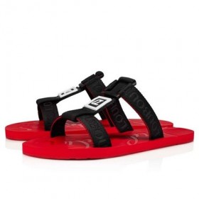 Christian Louboutin de Surf de Black/loubi Bezerro Sandália